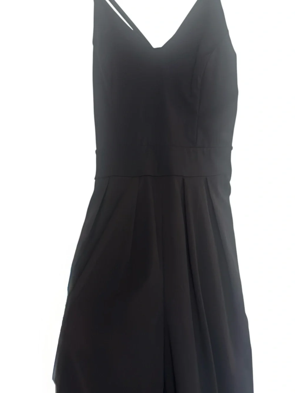 HALARA Black V-Neck Wide-Leg Jumpsuit with Double Straps